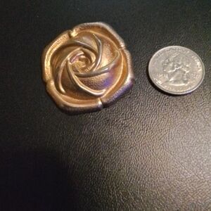 Vintage Gold Tone Rose Flower Scarf Ring Clip